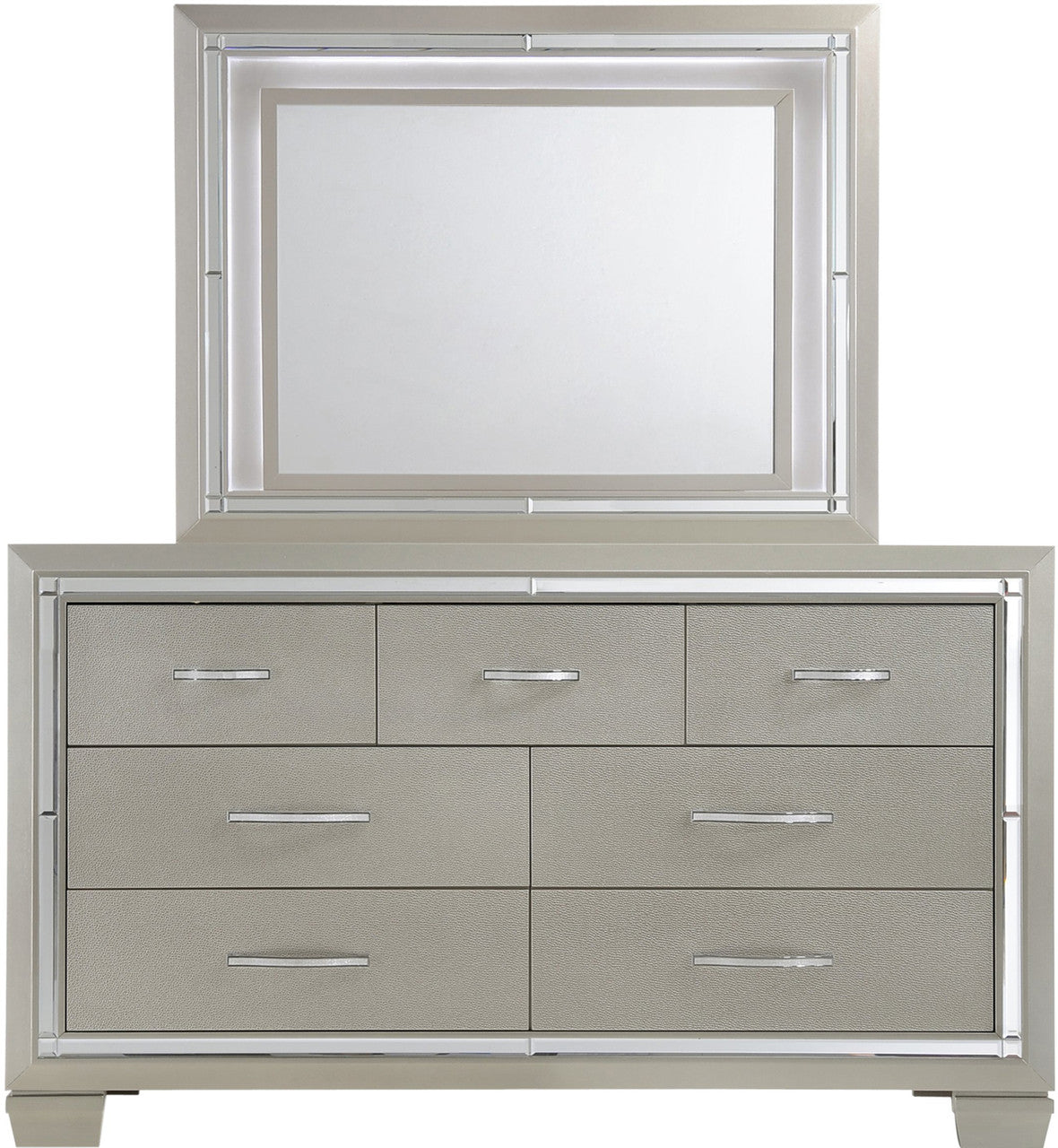 GIORGIA Champagne 63" Wide Dresser & Lighted Mirror