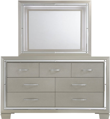 GIORGIA Champagne 63" Wide Dresser & Lighted Mirror