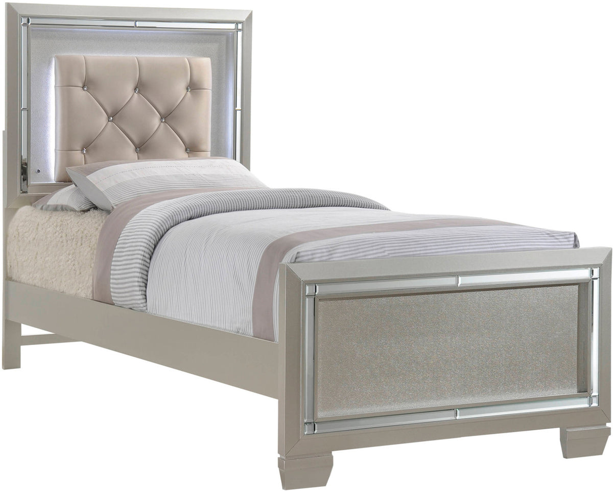 GIORGIA Champagne Lighted YOUTH Platform Bed with Trundle