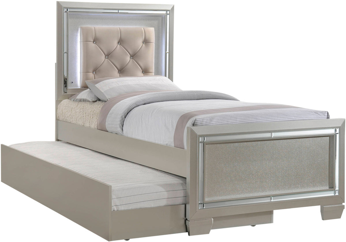 GIORGIA Champagne Lighted YOUTH Platform Bed with Trundle