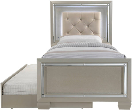 GIORGIA Champagne Lighted YOUTH Platform Bedroom Set with Trundle