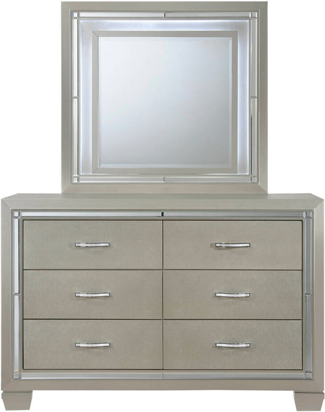 GIORGIA Champagne 54" Wide YOUTH Dresser & Lighted Mirror