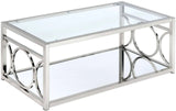 GIOVANNA Chrome 47" Wide Coffee Table with Mirror Shelf