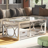 GIOVANNA Chrome 3 Piece Table Set with Mirror Shelves