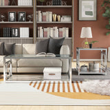 GIOVANNA Chrome 3 Piece Table Set with Mirror Shelves