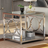 GIOVANNA Chrome 24" Wide End Table with Mirror Shelf