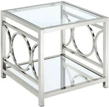 GIOVANNA Chrome 24" Wide End Table with Mirror Shelf