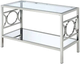 GIOVANNA Chrome 47" Wide Sofa Table with Mirror Shelf