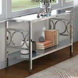 GIOVANNA Chrome 47" Wide Sofa Table with Mirror Shelf