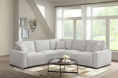 GOLIAD Cotton-Tone Boucle 111" x 111" Modular Sectional with 2 Power Recliners