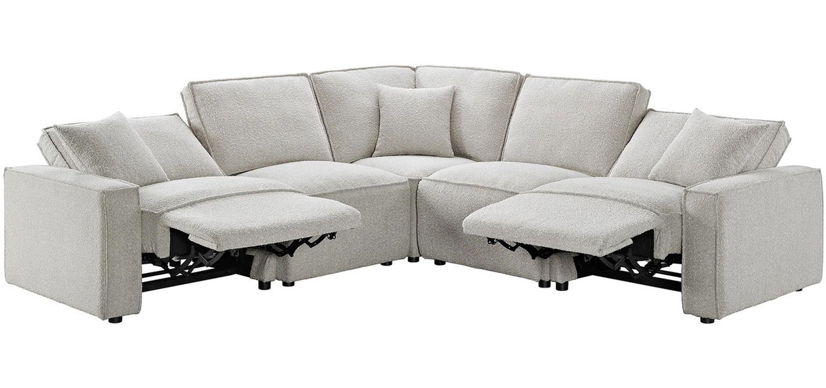 GOLIAD Cotton-Tone Boucle 111" x 111" Modular Sectional with 2 Power Recliners