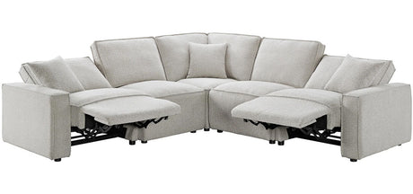 GOLIAD Cotton-Tone Boucle 111" x 111" Modular Sectional with 2 Power Recliners