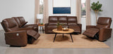 GONZALO Brown Power Reclining Sofa & Loveseat