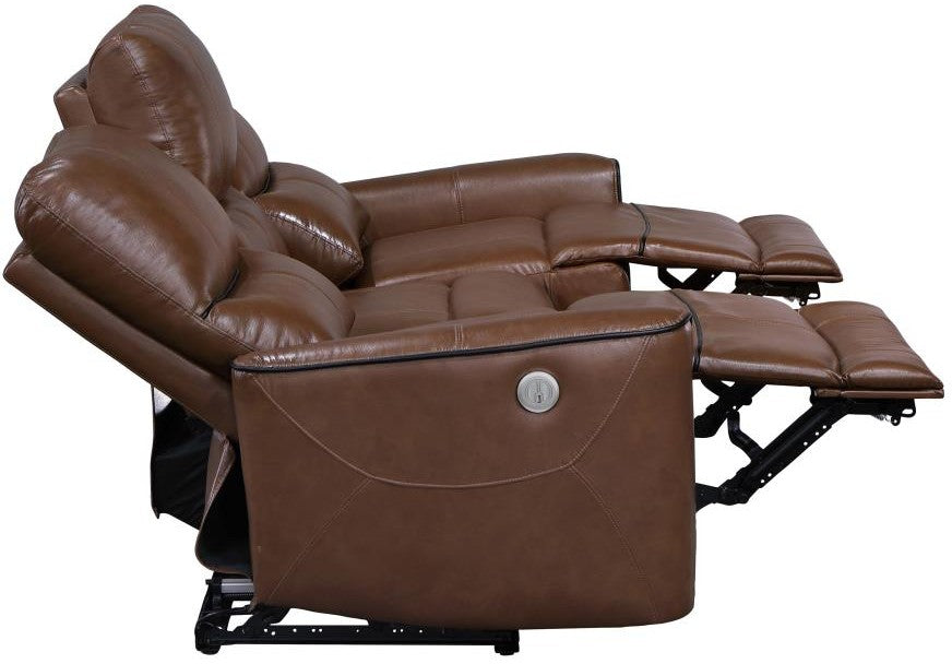 GONZALO Brown Power Reclining Sofa & Loveseat
