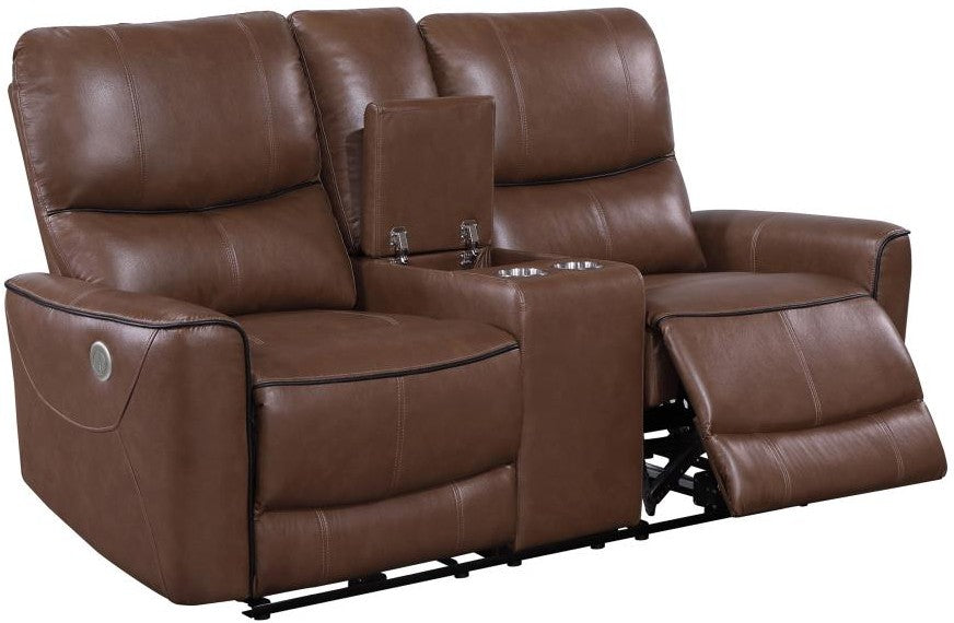 GONZALO Brown Power Reclining Sofa & Loveseat