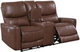 GONZALO Brown Power Reclining Sofa & Loveseat