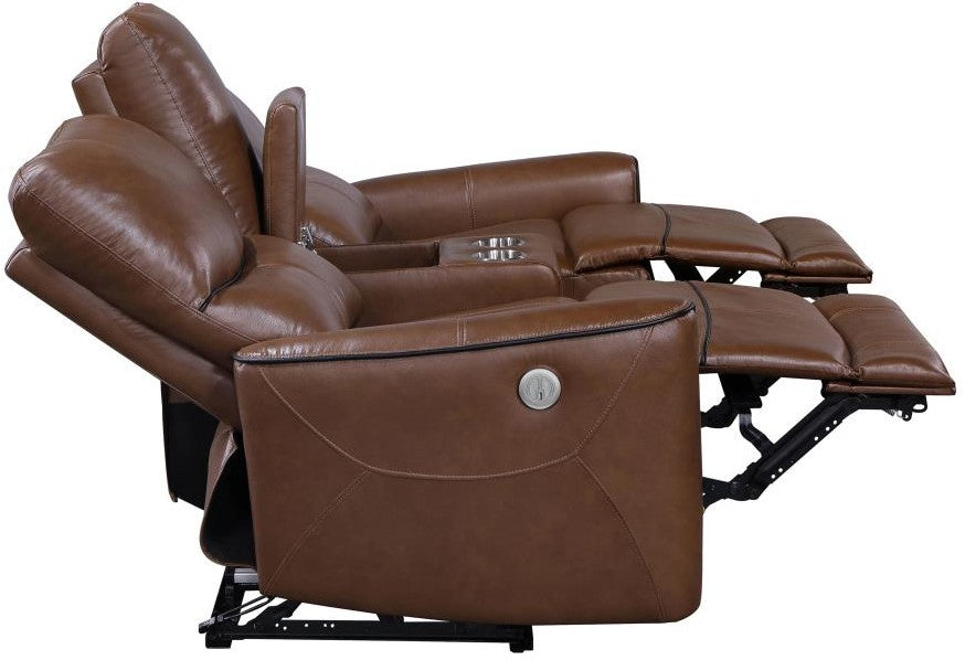 GONZALO Brown Power Reclining Sofa & Loveseat
