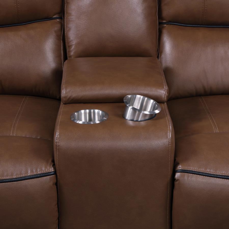 GONZALO Brown Power Reclining Sofa & Loveseat