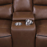 GONZALO Brown Power Reclining Sofa & Loveseat