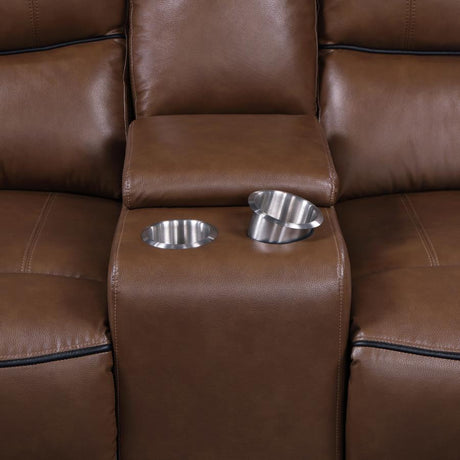 GONZALO Brown Power Reclining Sofa & Loveseat