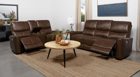GONZALO Brown Power Reclining Sofa & Loveseat