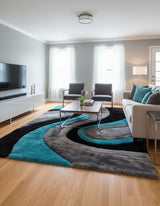 GURKAN Blue Multi 8' x 10' Shaggy 3D Area Rug