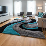 GURKAN Blue Multi 8' x 10' Shaggy 3D Area Rug