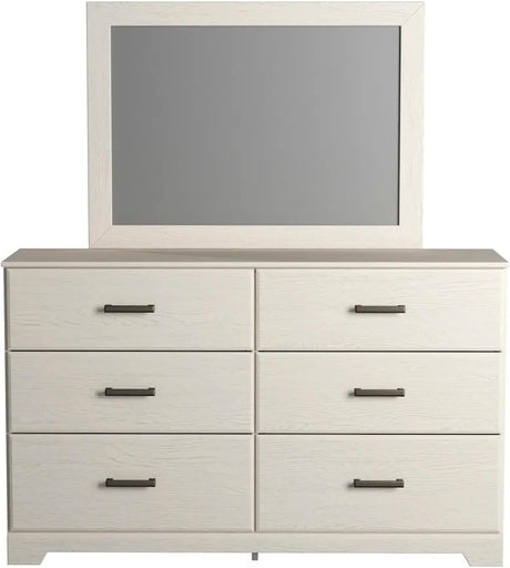 GATELL White 60" Wide Dresser & Mirror