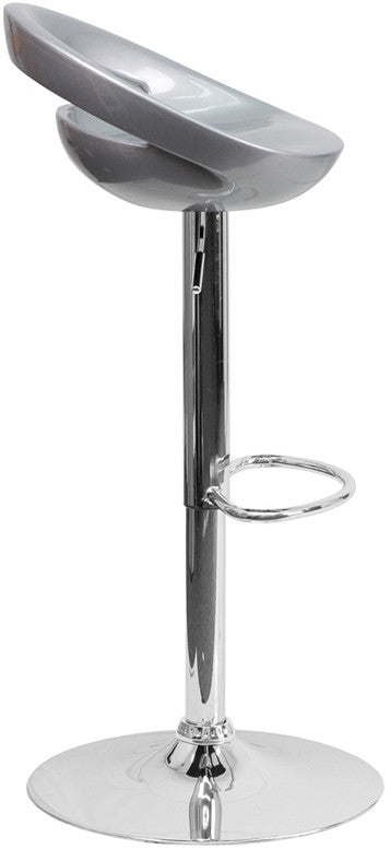 GLOSSY Silver Swivel Barstool