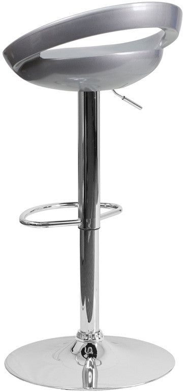 GLOSSY Silver Swivel Barstool