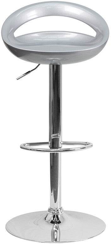 GLOSSY Silver Swivel Barstool