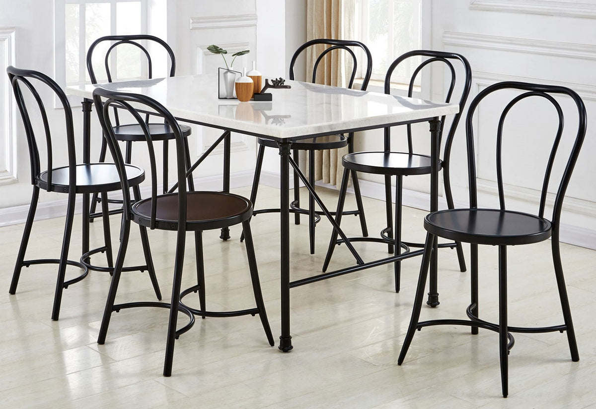 GRACE 7 Piece White Marble Dining Set