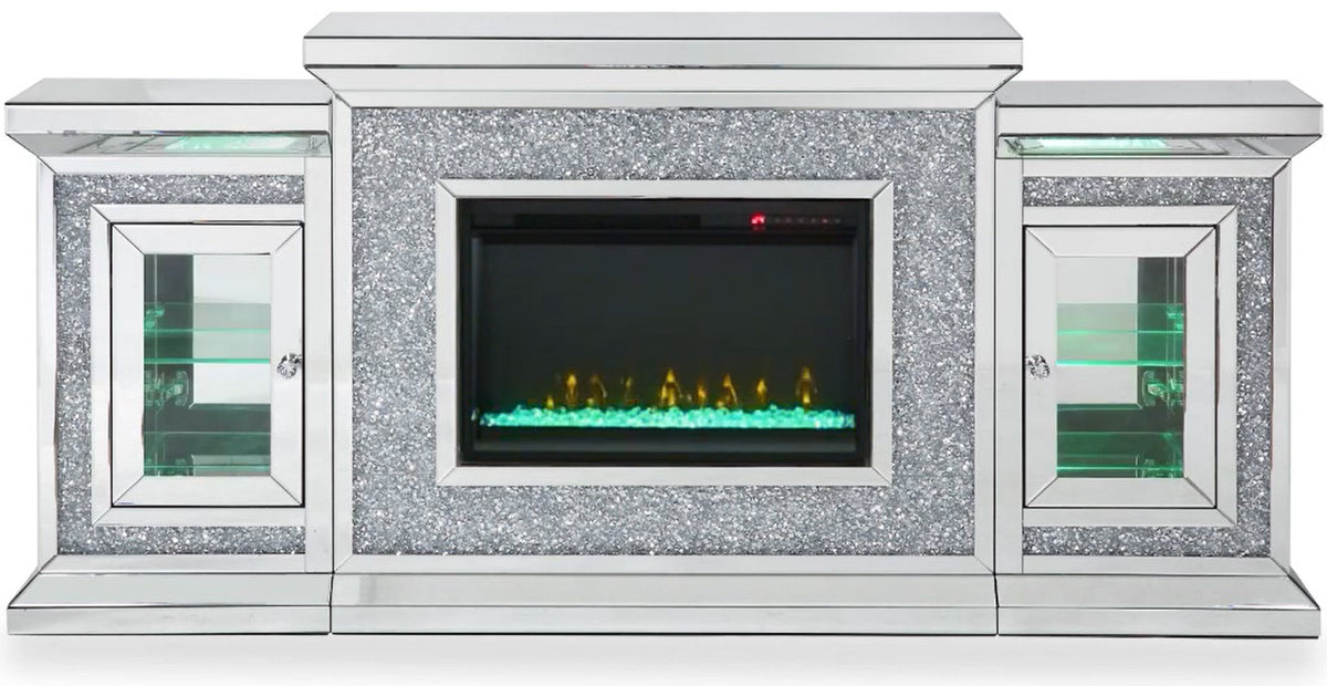 HAGIA Mirrored 67" Wide Fireplace with LED Lights