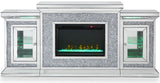 HAGIA Mirrored 67" Wide Fireplace with LED Lights