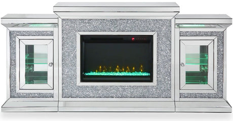 HAGIA Mirrored 67" Wide Fireplace with LED Lights