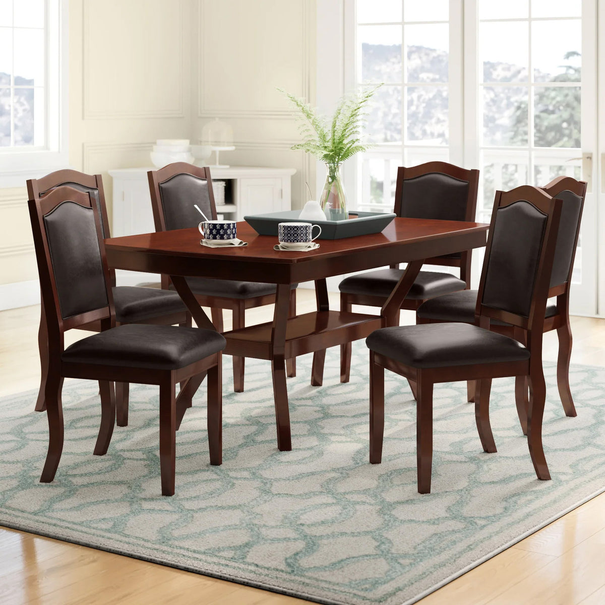 HALETT Dark Brown 7 Piece Dining Set