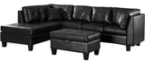HAMZA Black 106" Wide Sectional & Ottoman