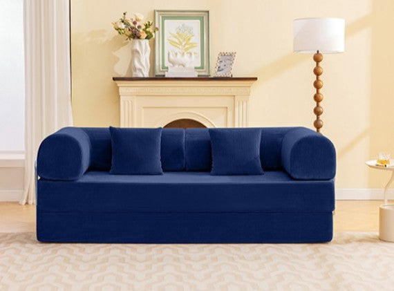 HANS Blue 78" x 27" Wide Compressed Foam Modular Lounge Sofa Bed