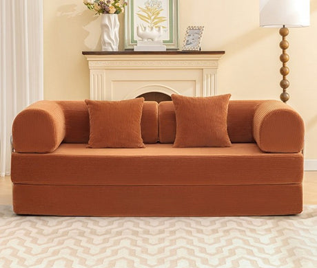 HANS Brown 78" x 27" Wide Compressed Foam Modular Lounge Sofa Bed