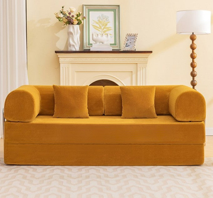 HANS Yellow Orange 78" x 27" Compressed Foam Modular Lounge Sofa Bed