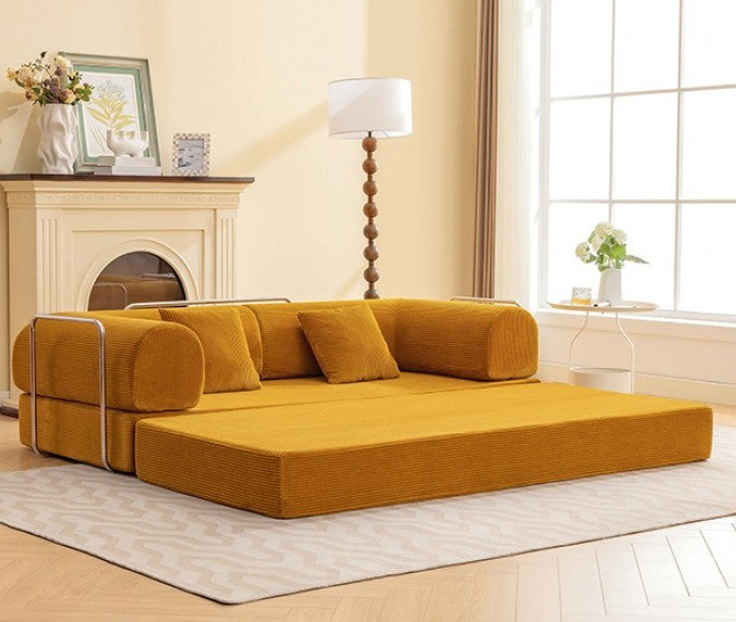 HANS Yellow Orange 78" x 27" Compressed Foam Modular Lounge Sofa Bed