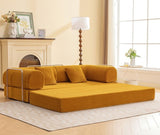 HANS Yellow Orange 78" x 27" Compressed Foam Modular Lounge Sofa Bed