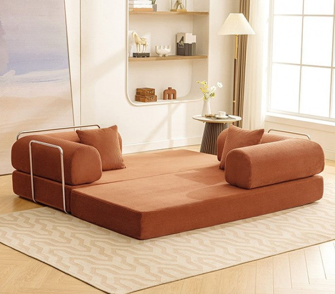 HANS Brown 78" x 27" Wide Compressed Foam Modular Lounge Sofa Bed