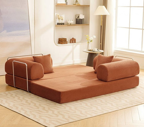 HANS Brown 78" x 27" Wide Compressed Foam Modular Lounge Sofa Bed