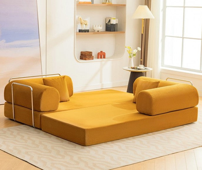 HANS Yellow Orange 78" x 27" Compressed Foam Modular Lounge Sofa Bed