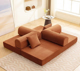 HANS Brown 78" x 27" Wide Compressed Foam Modular Lounge Sofa Bed
