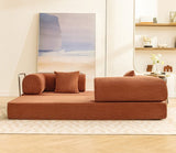 HANS Brown 78" x 27" Wide Compressed Foam Modular Lounge Sofa Bed
