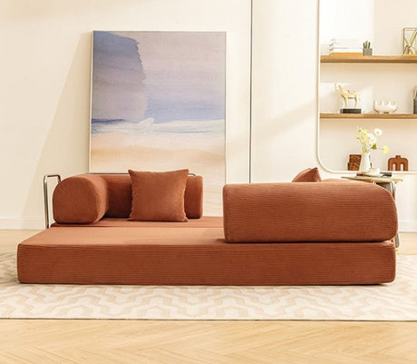 HANS Brown 78" x 27" Wide Compressed Foam Modular Lounge Sofa Bed
