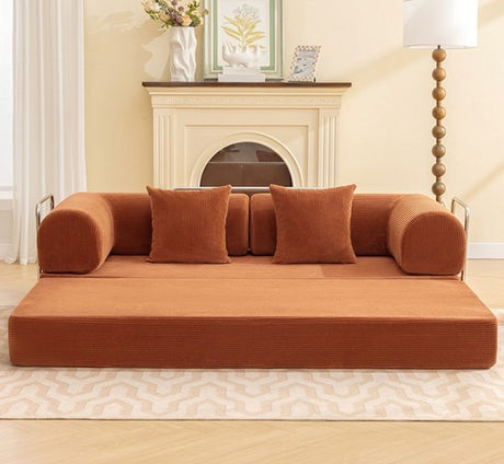 HANS Brown 78" x 27" Wide Compressed Foam Modular Lounge Sofa Bed