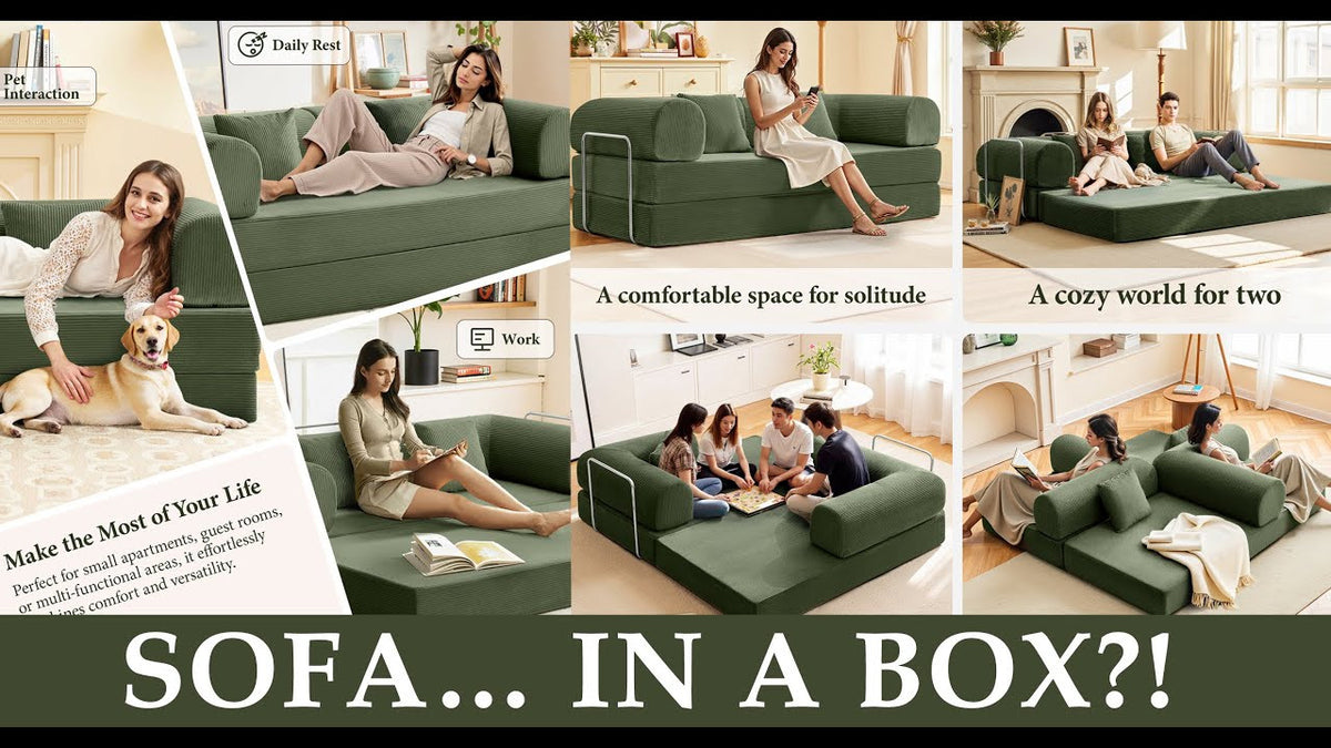 HANS Green 78" x 27" Wide Compressed Foam Modular Lounge Sofa Bed
